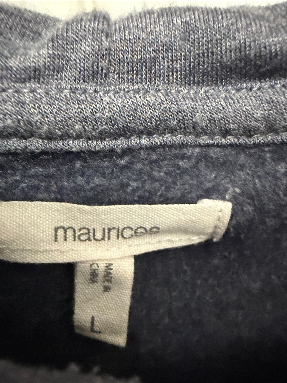 Maurices Heather Blue Pullover Hoodie with Floral Patchwork Sleeves - Picture 5 of 5